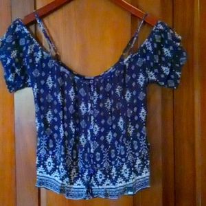 Superdry Navy Blue White Blouse Top XS